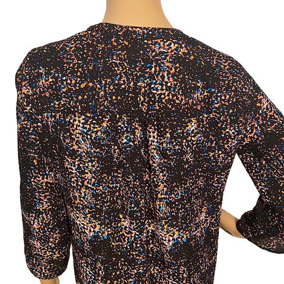 DECREE | LONG ARTSY PAINT SPLATTER V NECK BLOUSE SZ S - Picture 9 of 16